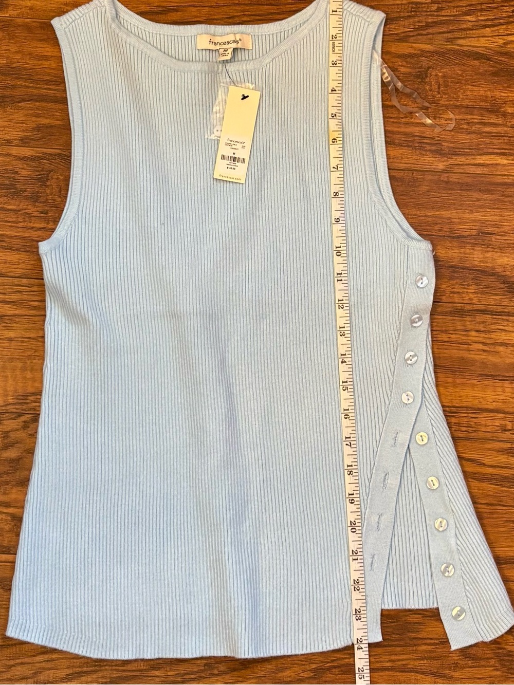 Francesca's Light Blue Ribbed Side-Button Tank - Picture 7 of 7